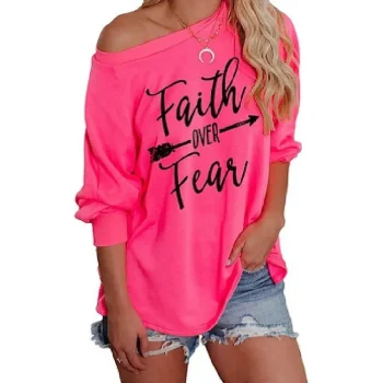 women faith over fear sweatshirt long sleeve tops christian saying shirts pullover blouse